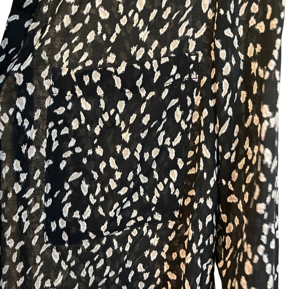 Cloth & Stone Anthropologie Button Down Shirt Semi Sheer Animal Print Black XS - Picture 7 of 12